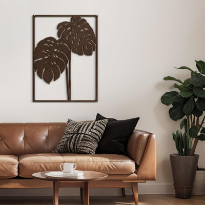 Tropical Monstera Leaf Minimalist Modern Abstract Wall Accent Sculpture Hanging Decoration Metal Wall Decor