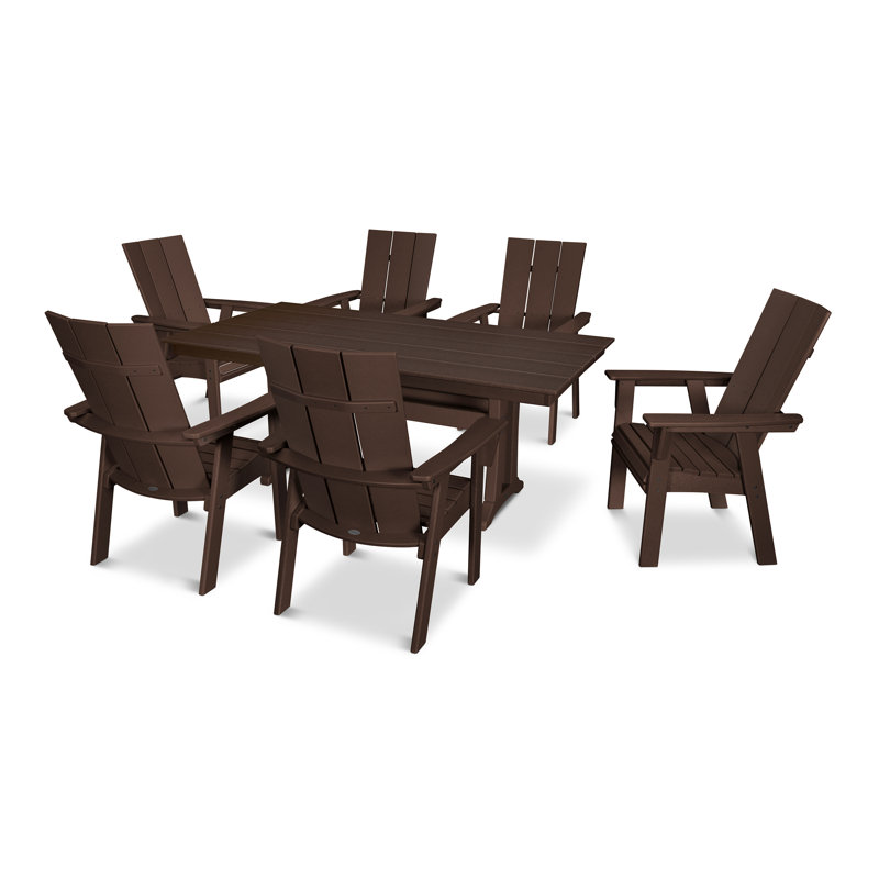 Ensemble de salle à manger POLYWOOD, Acajou, 7 pièces : table, 6 chaises
