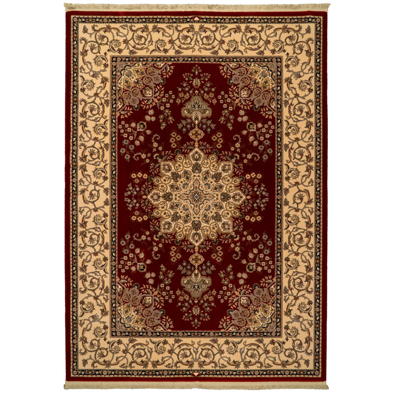 Tapis en laine rouge/beige oakland Cirro, Rectangle 2 pi 2 po x 4 pi 3 po