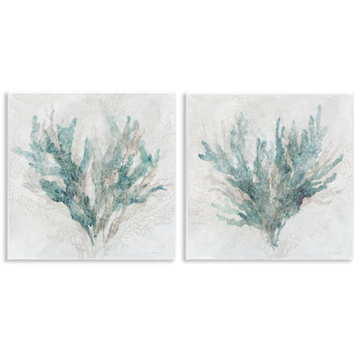 Subtle Coral Branches Pattern 2 Piece Wall Plaque Art Set, design by Carol Robinson