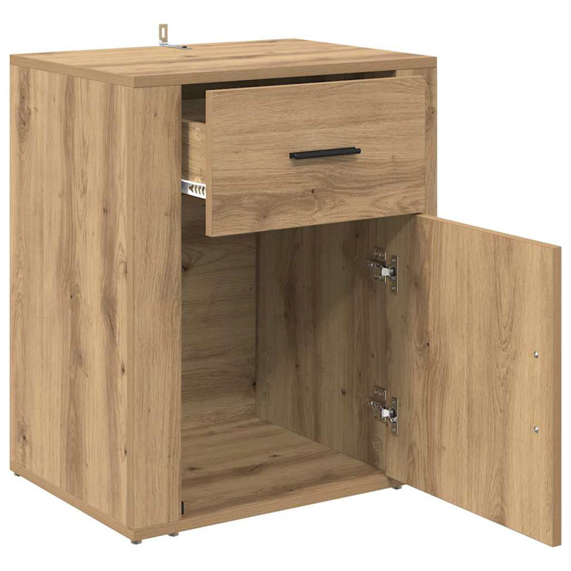 35cm W Manufactured Wood Bedside Table, Artisan Oak