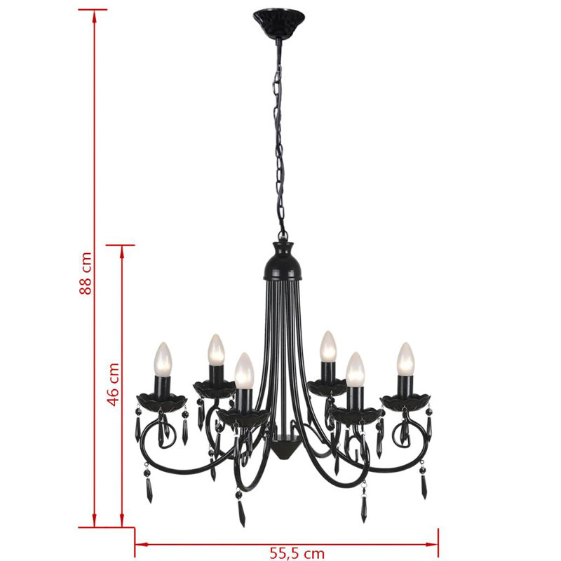 6 - Light Chandelier, Black