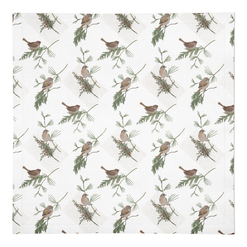 Dinkens Cotton Twill Floral Square Napkin, White