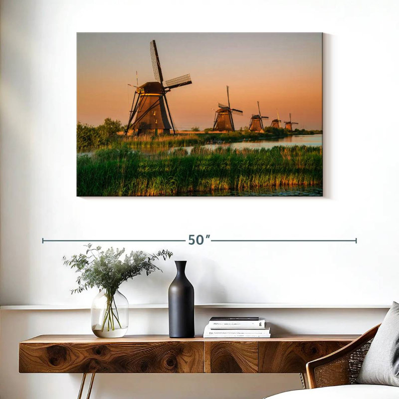 Alvord Windmills At Kinderdijk, H 26 po x l 39 po