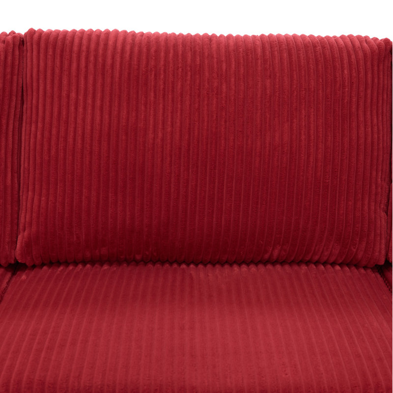 Canapé modulaire Bonint Flintwood, Velours côtelé rouge