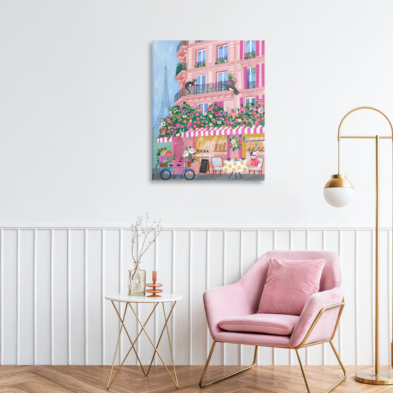 Chats sur une toile de balcon de café, design par Arrolynn Weiderhold, H 20 po x l 16 po