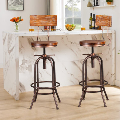 Jasicianna Swivel Adjustable Height Counter Stool with Metal Frame