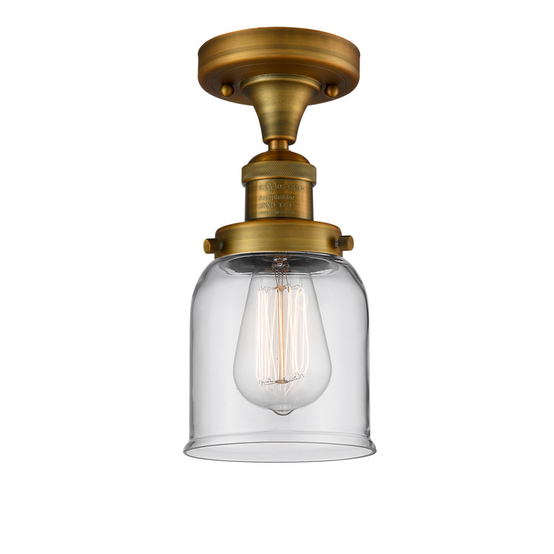 Norberto Glass Semi Flush Mount, Brushed Brass, Clear