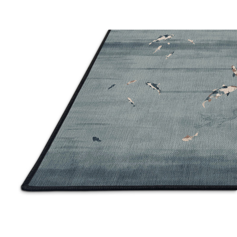 Machine Washable Black Area Rug, Rectangle 5' x 8'