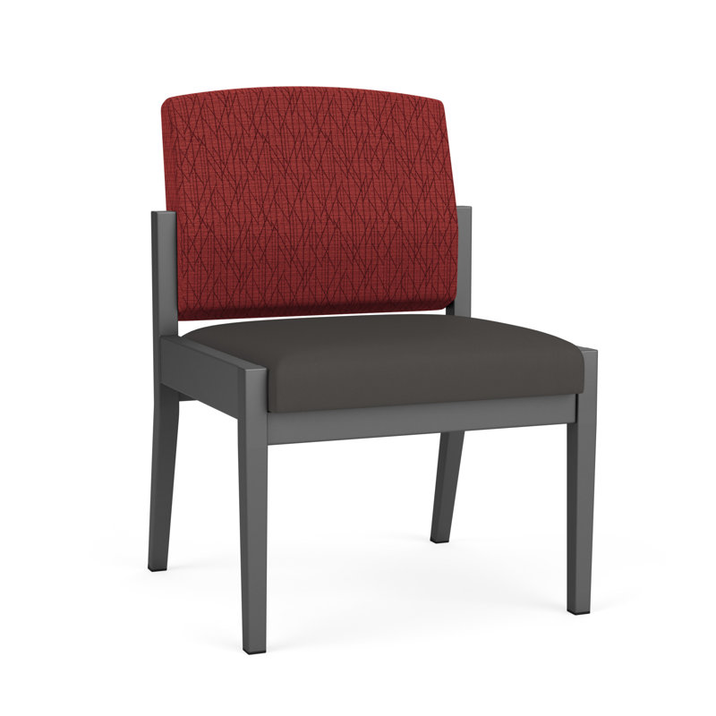 Chaise d'invité sans accoudoir en acier Amherst, Gris anthracite, Vinyle Patriot Plus Bordeaux