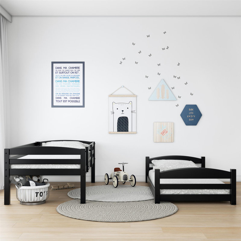 Cvyatko Kids Bunk Bed, Black, Twin Over Twin