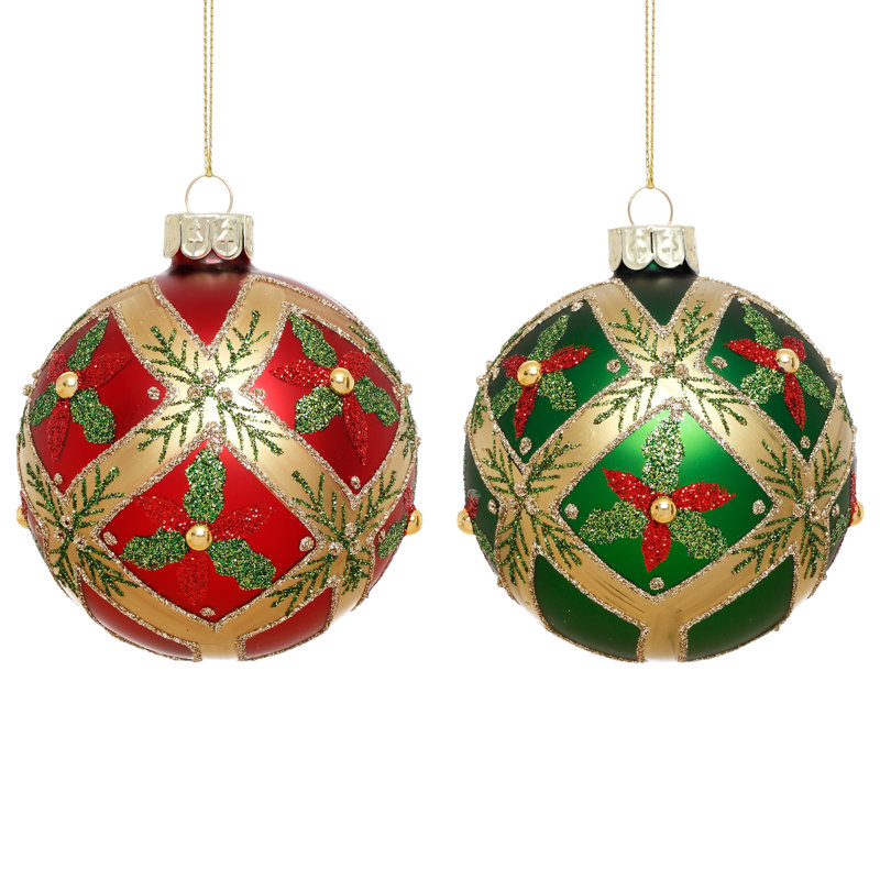 Ornement en forme de diamant Holly, boîte de 6 à 3 pouces