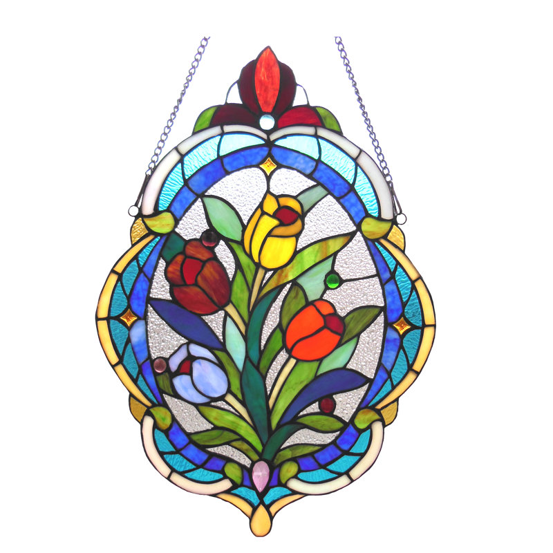 Panneau de fenêtre tulipe en verre tiffany