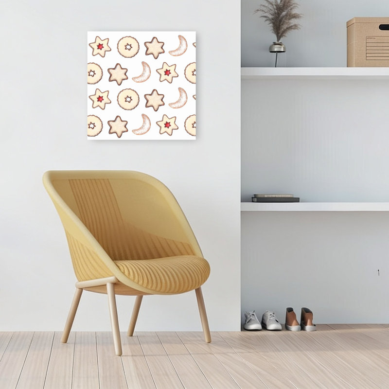 Assortiment de biscuits festifs - Affiche murale abstraite contemporaine représentant un paysage d'hiver, H 18 po x l 18 po