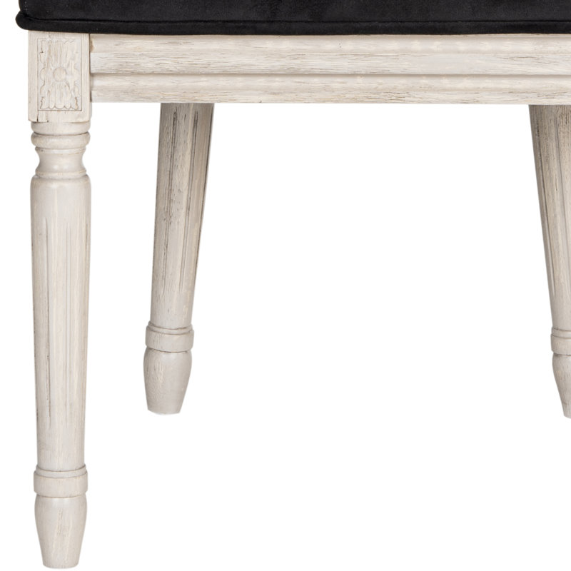 19.5'' H Velvet Upholstered Side Chair, Black Velvet, Rustic Gray
