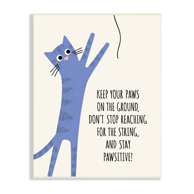 «Stay Pawsitive», caricature d'un chat jouant une sentiment de posivité sur plaque, par Jennifer Wambach