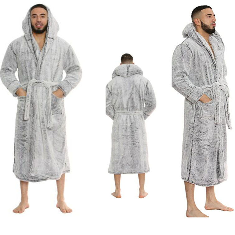 Ulta Luxury Plush Bath Robe Mens Gray One size fits most | eBay