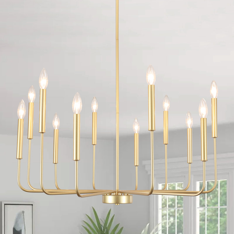 Yazlynn 12 - Light 31.5" Large Dimmable Classic / Traditional Candle Style Modern Industrial Metal Chandelier for Kitchen Island Living Room