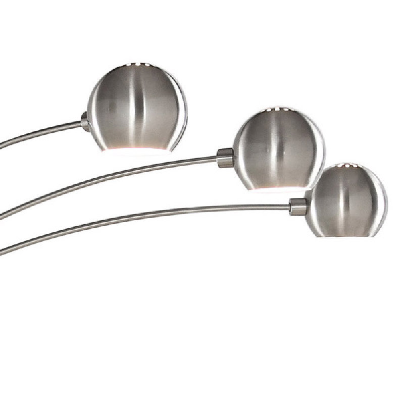 Brushed Nickel Adjustable Arc Floor Lamp with Metal Shades