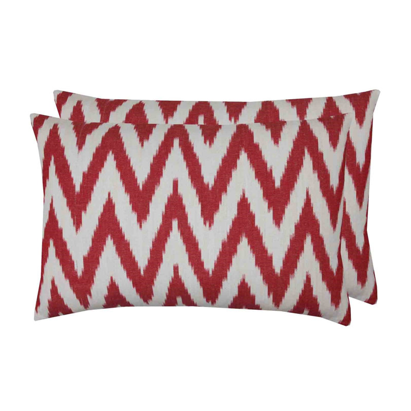 Catalan Ikat Rectangular Throw Pillow Cover, Red/Ivory