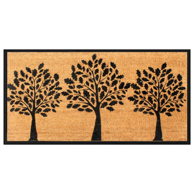 Acherby Hand-Crafted Rubber Coir Entrance Durable Heavy Doormat Three Tree 24"x48"