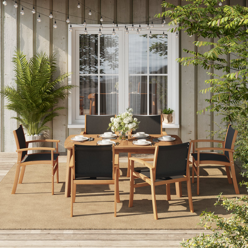 7-piece Outdoor Patio Dining Set, Black