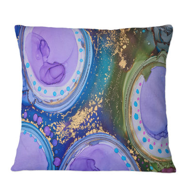 Mauve et or, art abstrait fluide de luxe I - coussin décoratif moderne