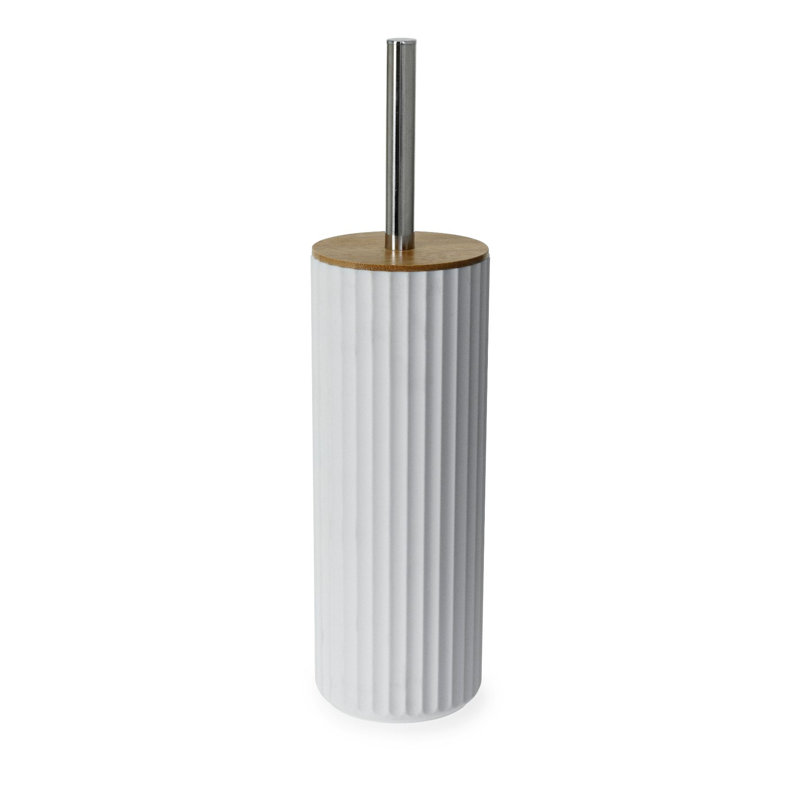Berkeley Toilet Brush - White W/Bamboo Lid, White