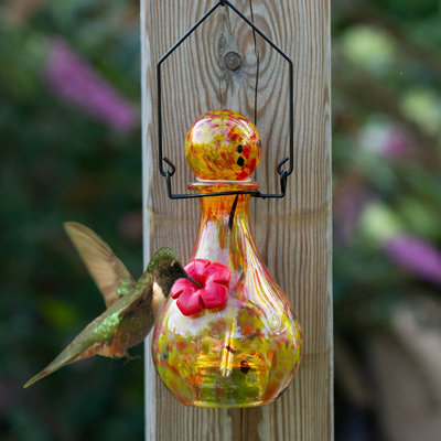 Glass Hanging Hummingbird Feeder