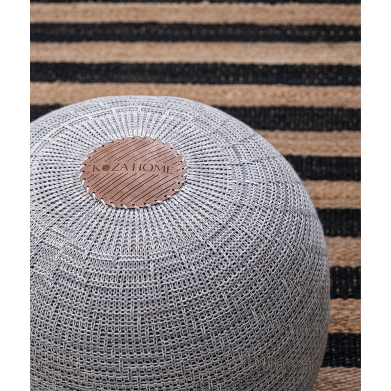 Handmade Acrylic Pouffe, Grey Color, 15.8 x 15.8 x 17.7 inches | 100% Acrylic with Soft Polyester Filling | Stylish & Versatile Seating for Living Room, Bedroom, or Outdoor Use, Perfect for Modern Decor