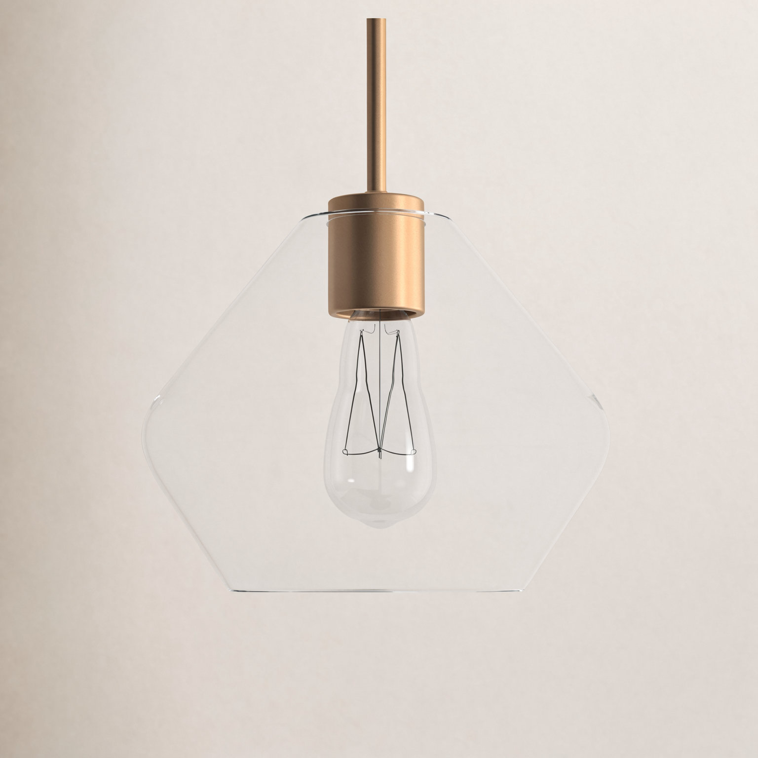 Rooks Dimmable Single Light Pendant, Satin Brass