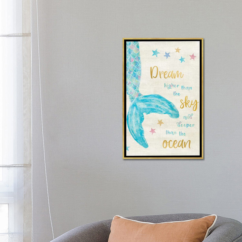 Art de rêve sirène, H 26 po x l 18 po x P 1,5 po, Toile encadrée d'or