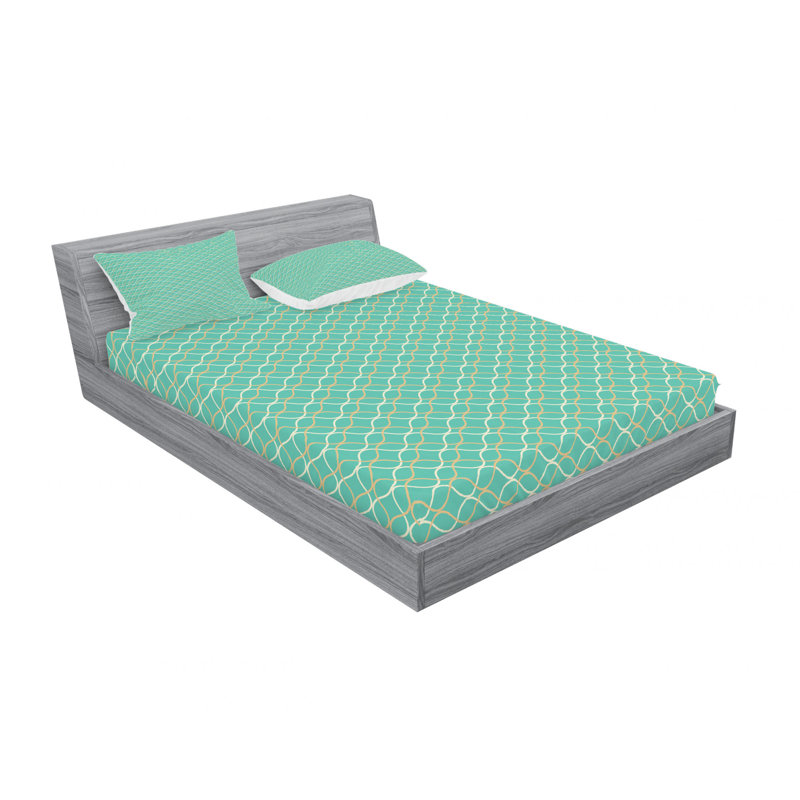 Microfiber Geometric Sheet Set, Full/Double Sheet Set with Fitted Sheet