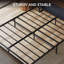 Structure de grand lit avec tête de lit, finition noyer foncé, supports en métal robustes, robuste, silencieux, aucun sommier tapissier requis-2108495440-2085506623