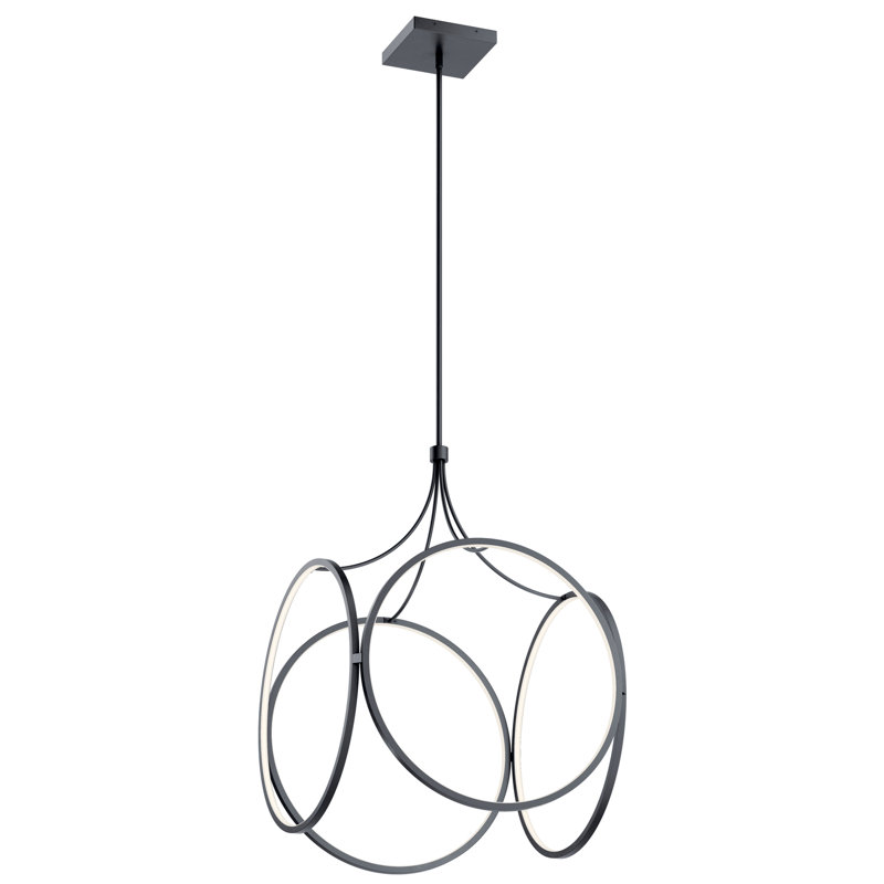 Nikiki 1 - Light LED Unique/Statement Pendant, Matte Black, 73" H x 24" W x 24" D