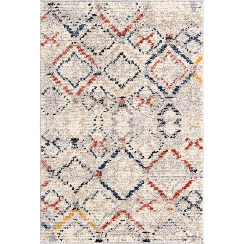 Tapis beige à motif géométrique Tucson, Rectangle 4 pi x 6 pi