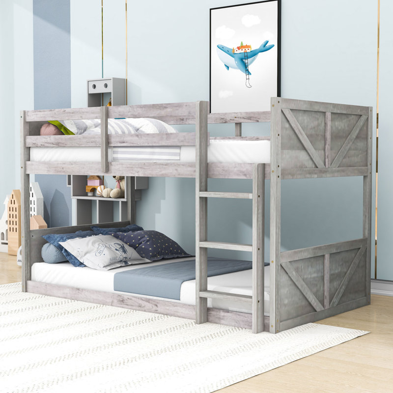 Twin Over Twin Bunk Bed With Versatile Storage And Ladder, Antique White