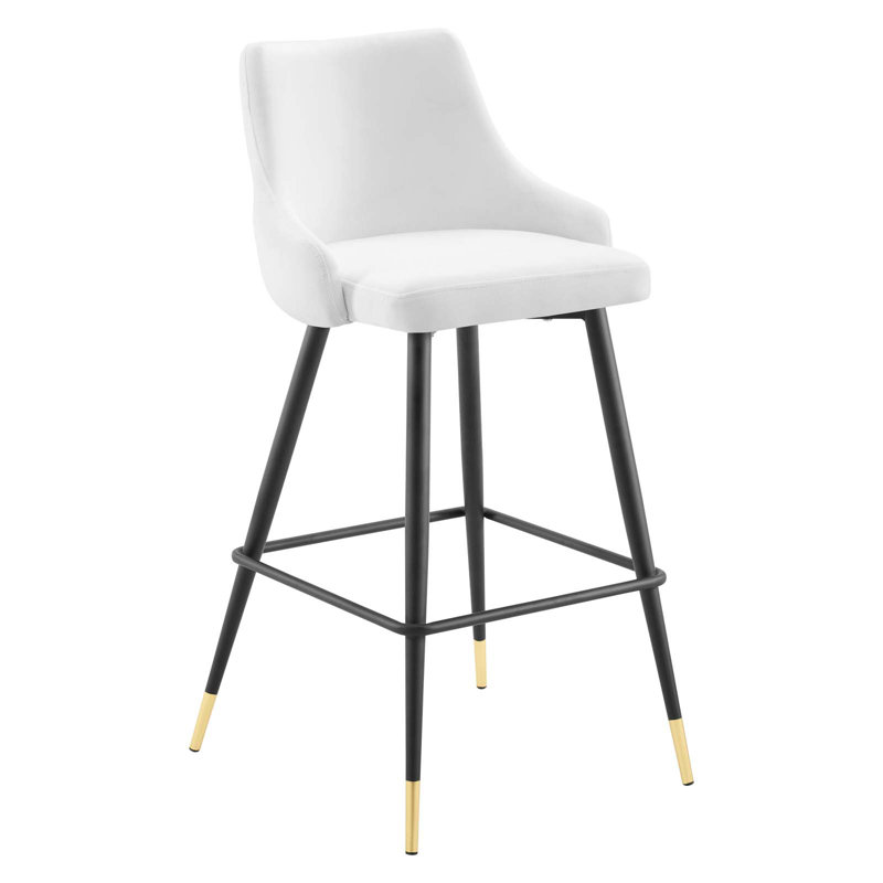 Adorn Performance Velvet Bar Stool, White, Bar Stool (29.5” Seat Height)