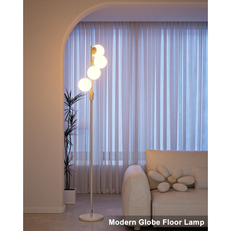 64IN Dimmable Globe Floor Lamp With 4PCS G9 Bulbs, Adjustable Brightness Standing Lamp For Living Room, Mid Century Modern Design, Eye-Care Soft Warm White Lighting