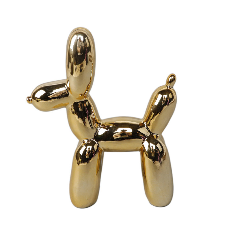 Schonbrunn 10.5" H Ceramic Balloon Dog Figurine, Gold
