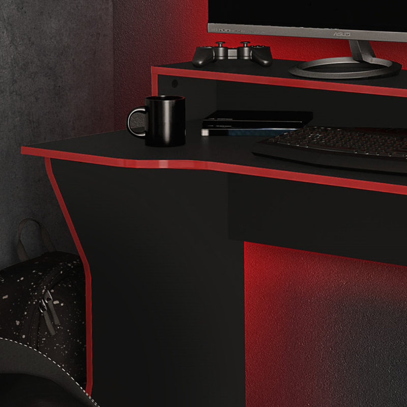 Masum Rectangle Computer Desk, 92 cm H x 130 cm W x 59.3 cm D, Red