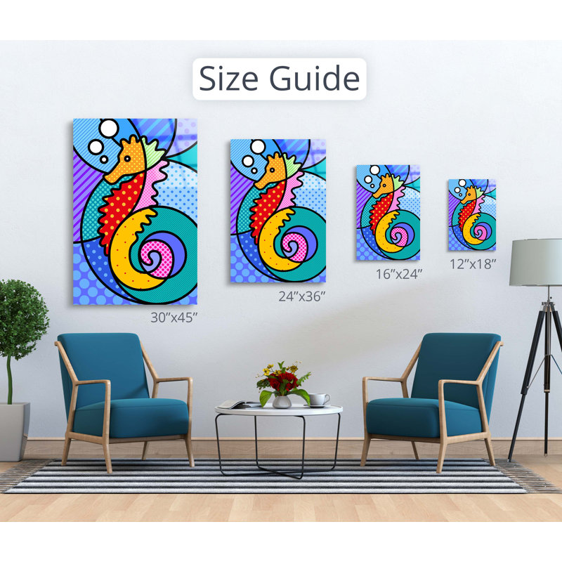 Pop Art, impression d'hippocampe sur plastique / acrylique, H 45 po x l 30 po x P 1 po