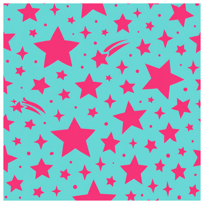 Toile tendue avec étoiles roses sur toile bleu sarcelle en plusieurs tailles, 32 x 32 inches