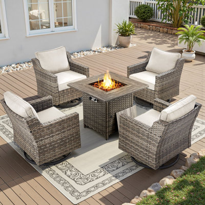 4 - Person Outdoor Conversation Furniture Set Seating Group With Fire Pit Table