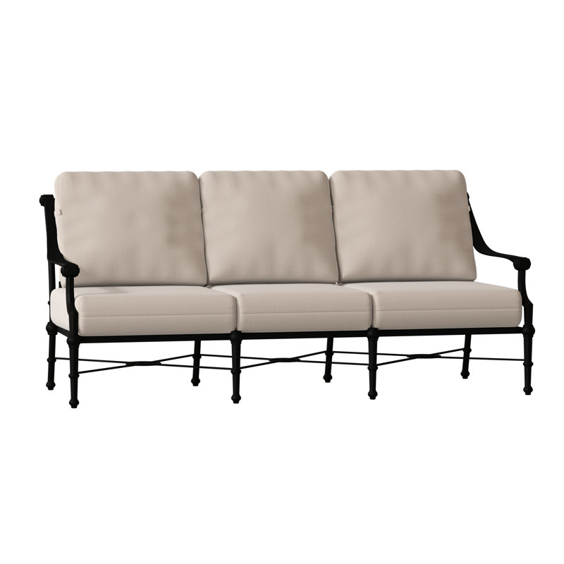 Delphi Outdoor 3 - Seat Patio Sofa, Textured Black, Canvas Navy Sunbrella® Canvas