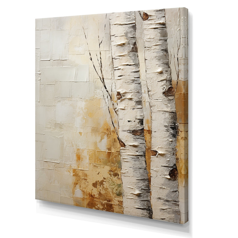 Arbre de minimalisme bouleau II sur toile, Toile tendue, H 20 po x l 12 po x P 1 po
