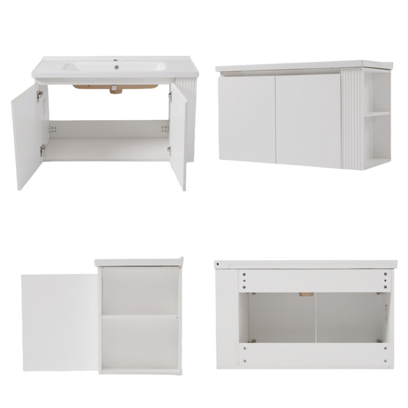 Meuble-lavabo mural moderne 36 po avec lavabo suspendu en céramique 36 po Modern