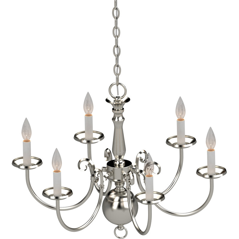 Lustree 6 lumières façon bougie/classique, Nickel brossé