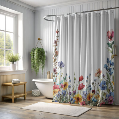 Soft Flower Patterns - 1 Piece Standard Shower Curtain