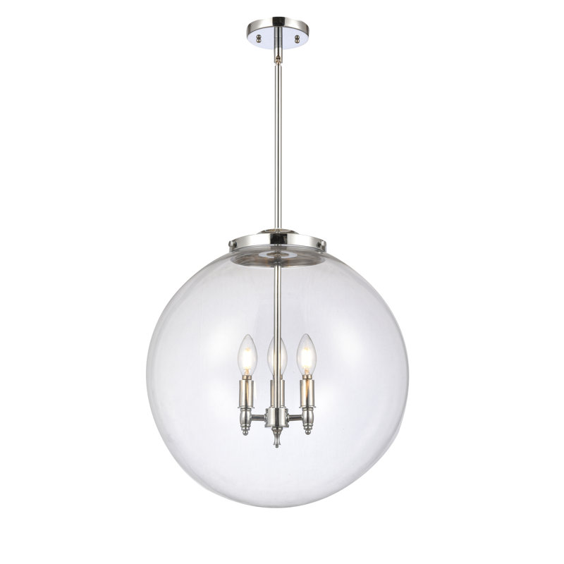 Frederick 3 - Light Pendant, 19" H x 18" W x 18" D, Clear, Polished Chrome